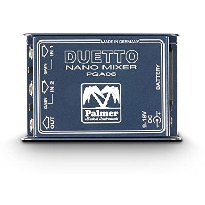 Palmer PDUETTO MI DUETTO Nano Mixer met 2 kanalen voor signaalgeleiding/gitaar Palmer PDUETTO MI DUETTO Nano Mixer met 2 kanalen voor signaalgeleiding/gitaar
