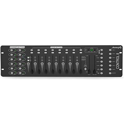 Audibax Control 8 – 192-kanaals DMX-controller – activering van scènes door geluid, TAP Sync of automatisch – snelheidsregeling – 23 fasen en 6 sequenties – eenvoudige DJ-controller Audibax Control 8 – 192-kanaals DMX-controller – activering van scènes door geluid, TAP Sync of automatisch – snelheidsregeling – 23 fasen en 6 sequenties – eenvoudige DJ-controller