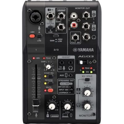 Yamaha AG03MK2 3-kanaals live mengconsole met USB-audio-interface voor Windows, Mac, iOS en Android, zwart Yamaha AG03MK2 3-kanaals live mengconsole met USB-audio-interface voor Windows, Mac, iOS en Android, zwart
