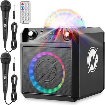N-Gear Block Party 602 – krachtige karaoke-luidspreker voor volwassenen, met 2 karaoke-microfoons voor volwassenen, led en discolampen, Bluetooth 5.0, batterij 6 uur, afstandsbediening, MP3 via USB N-Gear Block Party 602 – krachtige karaoke-luidspreker voor volwassenen, met 2 karaoke-microfoons voor volwassenen, led en discolampen, Bluetooth 5.0, batterij 6 uur, afstandsbediening, MP3 via USB