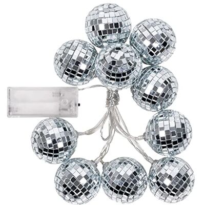Boland String Lights Ball 00768 led-lichtketting met discoballen, lengte 140 cm, batterijtype 2 x AA, schijf fever, jaren 70, decoratie, carnaval, themafeest, meerkleurig Boland String Lights Ball 00768 led-lichtketting met discoballen, lengte 140 cm, batterijtype 2 x AA, schijf fever, jaren 70, decoratie, carnaval, themafeest, meerkleurig