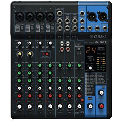 Yamaha MG10XU Mixer Compacte mixer met tien ingangskanalen, D-PRE-microfoonvoorversterkers, USB en SPX-effecten Yamaha MG10XU Mixer Compacte mixer met tien ingangskanalen, D-PRE-microfoonvoorversterkers, USB en SPX-effecten