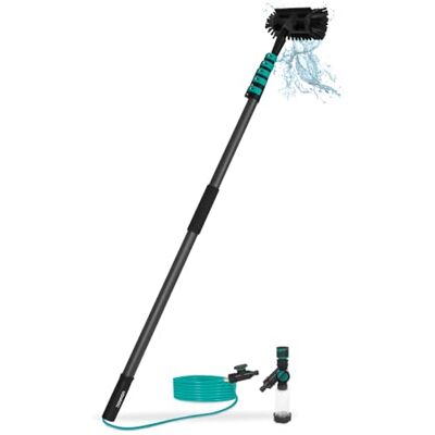 VONROC Telescopische borstel van carbon, 3K, 7,5 m, ultralichte handgreep met multifunctionele borstel, geïntegreerde slang van 11 m, kogelkraan en zeepdispenser VONROC Telescopische borstel van carbon, 3K, 7,5 m, ultralichte handgreep met multifunctionele borstel, geïntegreerde slang van 11 m, kogelkraan en zeepdispenser