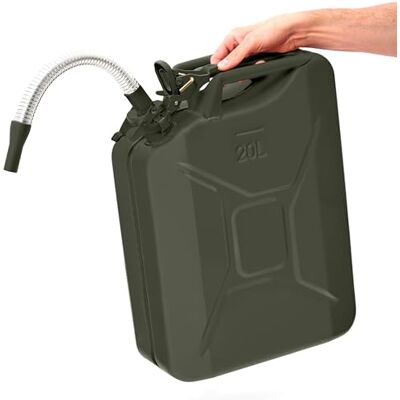 BW ® Metalen jerrycan 20 liter met schenktuit, bronsgroen, RAL 6031-F9, TÜV-getest en VN-goedkeuring, Made in Europe BW ® Metalen jerrycan 20 liter met schenktuit, bronsgroen, RAL 6031-F9, TÜV-getest en VN-goedkeuring, Made in Europe