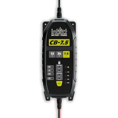 Intact ChargeBox Oplader voor start- en voedingsbatterijen, 7,5 A acculader voor 12 V en 24 V lood- en lithiumbatterijen, met houdlaadfunctie en Intact ChargeBox Oplader voor start- en voedingsbatterijen, 7,5 A acculader voor 12 V en 24 V lood- en lithiumbatterijen, met houdlaadfunctie en