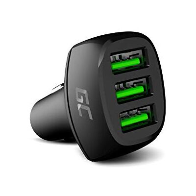 Green Cell Autolader 54 W met Ultra Charge-technologie, 3 USB-A-poorten, gelijktijdig snel opladen van 3 apparaten, modern design met groene verlichting, compatibel met 12 V en 24 V Green Cell Autolader 54 W met Ultra Charge-technologie, 3 USB-A-poorten, gelijktijdig snel opladen van 3 apparaten, modern design met groene verlichting, compatibel met 12 V en 24 V