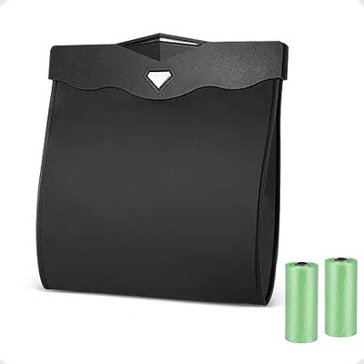 Einesin Magnetische auto vuilnisbak, hoogwaardig PU-leer, waterdichte voertuig vuilnisbak voor de auto achterzijde, meerdere doeleinden hangende auto vuilnisbak, zwart (met vuilnissakken) Einesin Magnetische auto vuilnisbak, hoogwaardig PU-leer, waterdichte voertuig vuilnisbak voor de auto achterzijde, meerdere doeleinden hangende auto vuilnisbak, zwart (met vuilnissakken)
