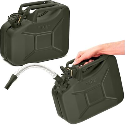 BW ® Metalen jerrycan, 2 x 10 liter, met schenktuit, bronsgroen, RAL 6031-F9, TÜV-getest en VN-goedkeuring, Made in Europe BW ® Metalen jerrycan, 2 x 10 liter, met schenktuit, bronsgroen, RAL 6031-F9, TÜV-getest en VN-goedkeuring, Made in Europe