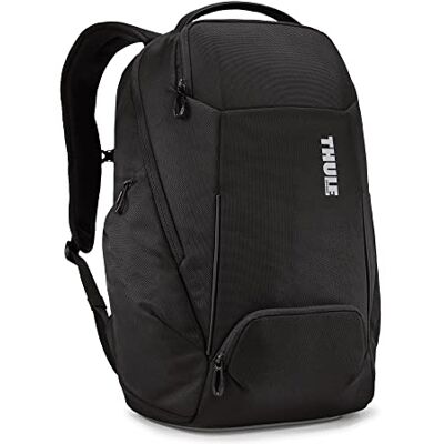 Thule Accent Laptoprugzak, hard vak, compatibel met MacBook, gerecyclede stof, verborgen en zijzakken, zwart. Thule Accent Laptoprugzak, hard vak, compatibel met MacBook, gerecyclede stof, verborgen en zijzakken, zwart.
