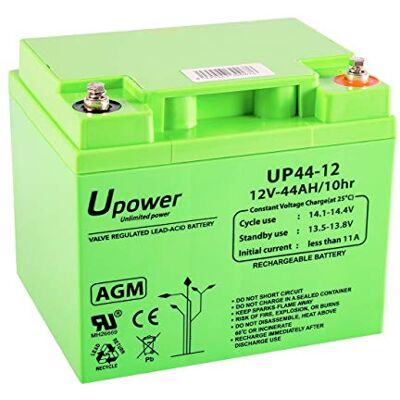 Master U-Power U-Power AGM-accu 12 V 44 Ah VRLA voor omvormers, terminal M6 AGM-accu 12 V 45 Ah voor back-up en compatibele apparatuur. VRLA-verzegeld, onderhoudsvrij, met M6-terminal. Master U-Power U-Power AGM-accu 12 V 44 Ah VRLA voor omvormers, terminal M6 AGM-accu 12 V 45 Ah voor back-up en compatibele apparatuur. VRLA-verzegeld, onderhoudsvrij, met M6-terminal.