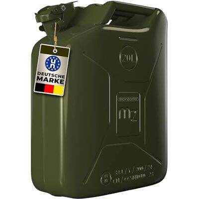Monzana ® Metalen jerrycan 20 liter staal 36 x 17 x 46 cm UN goedgekeurd olijfgroen benzine en dieselolie Monzana ® Metalen jerrycan 20 liter staal 36 x 17 x 46 cm UN goedgekeurd olijfgroen benzine en dieselolie