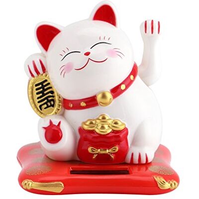 Zerodis Geluksbrenger kat en welkom op zonne-energie met golvende arm voor autodecoratie Maneki Neko (wit) Zerodis Geluksbrenger kat en welkom op zonne-energie met golvende arm voor autodecoratie Maneki Neko (wit)