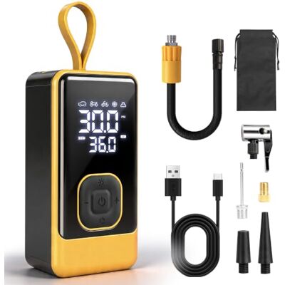 Mxcasoxz Draagbare elektrische luchtcompressor, 150 psi/10,3 bar, snel opblazen in 1 minuut, 4 modi, automatische uitschakeling, ledlicht, USB-C, oplaadbaar, bandenpomp voor auto, fiets, motorfiets Mxcasoxz Draagbare elektrische luchtcompressor, 150 psi/10,3 bar, snel opblazen in 1 minuut, 4 modi, automatische uitschakeling, ledlicht, USB-C, oplaadbaar, bandenpomp voor auto, fiets, motorfiets