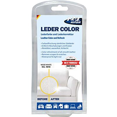 1-2-3 REPAIR Witte leerverf – leerkleurstof, leerverf en lederverf, vernieuwend leer voor auto, bank en schoenen, repareert slijtage, krassen en verkleuring, 57 ml 1-2-3 REPAIR Witte leerverf – leerkleurstof, leerverf en lederverf, vernieuwend leer voor auto, bank en schoenen, repareert slijtage, krassen en verkleuring, 57 ml