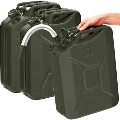 BW ® Metalen jerrycan, 3 x 20 liter, met schenktuit, bronsgroen, RAL 6031-F9, TÜV-getest en VN-goedkeuring, Made in Europe BW ® Metalen jerrycan, 3 x 20 liter, met schenktuit, bronsgroen, RAL 6031-F9, TÜV-getest en VN-goedkeuring, Made in Europe