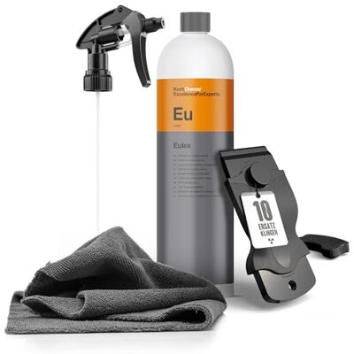 autopflege Koch Chemie Eulex lijmverwijderingsset 1 liter + sproeikop + microvezeldoek + Nuke Guys kunststof schraper met 10 verwisselbare messen, effectieve verwijdering van resten autopflege Koch Chemie Eulex lijmverwijderingsset 1 liter + sproeikop + microvezeldoek + Nuke Guys kunststof schraper met 10 verwisselbare messen, effectieve verwijdering van resten