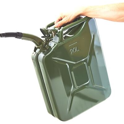 BW ® Metalen jerrycan 20 liter met schenktuit, olijfgroen, RAL 6003, TÜV-getest en VN-goedkeuring, Made in Europe BW ® Metalen jerrycan 20 liter met schenktuit, olijfgroen, RAL 6003, TÜV-getest en VN-goedkeuring, Made in Europe
