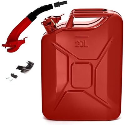 BW © Metalen jerrycan voor brandstof, 20 liter, met schenktuit, rood, RAL 3000, TÜV-getest en VN-goedkeuring, Made in Europe BW © Metalen jerrycan voor brandstof, 20 liter, met schenktuit, rood, RAL 3000, TÜV-getest en VN-goedkeuring, Made in Europe