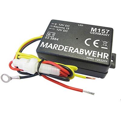 Kemo M157 Marterverjager met hoge geluidspulsen van ca. 12 kHz verdrijft marters uit auto's, garages. Automatische ontsteking bij geparkeerde auto Kemo M157 Marterverjager met hoge geluidspulsen van ca. 12 kHz verdrijft marters uit auto's, garages. Automatische ontsteking bij geparkeerde auto