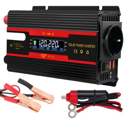 HOSPAOP Spanningsomvormer DC 12 V/24 V naar AC 230 V, gemodificeerde sinusgolf, 2000 W, met EU-stekkers, 2 USB- en lcd-display, adapter voor auto, vrachtwagen, caravan, camping HOSPAOP Spanningsomvormer DC 12 V/24 V naar AC 230 V, gemodificeerde sinusgolf, 2000 W, met EU-stekkers, 2 USB- en lcd-display, adapter voor auto, vrachtwagen, caravan, camping