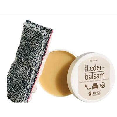 Ha-Ra Leerbalsem 180 ml met leerverzorgingsdoek, onderhoud en waterdichtheid, leren bankschoenen, auto, interieur, bijenwas, balsem voor leer, product Ha-Ra Leerbalsem 180 ml met leerverzorgingsdoek, onderhoud en waterdichtheid, leren bankschoenen, auto, interieur, bijenwas, balsem voor leer, product