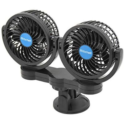 Compass 07222 Mitchell Duo ventilator 2 x 108 mm 12 V met zuignap Compass 07222 Mitchell Duo ventilator 2 x 108 mm 12 V met zuignap