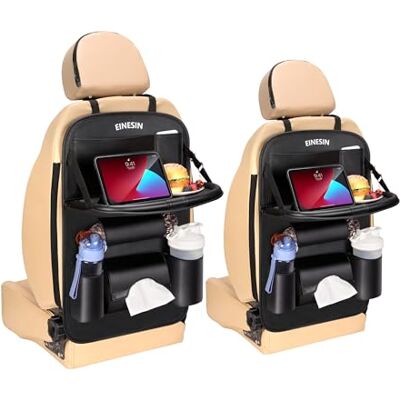 Einesin Auto-organizer met dienblad voor tablet, auto, achterstoel, waterdicht, bescherming voor autostoel, kinderen, met klaptafel, meerdere vakken, multifunctioneel Einesin Auto-organizer met dienblad voor tablet, auto, achterstoel, waterdicht, bescherming voor autostoel, kinderen, met klaptafel, meerdere vakken, multifunctioneel