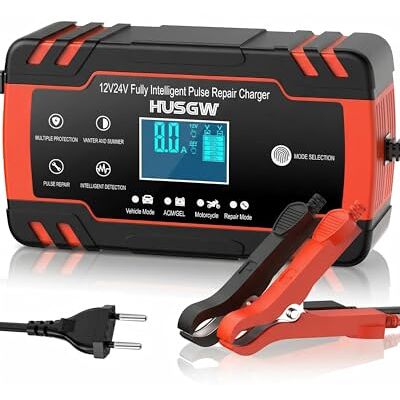 Husgw Acculader 12 V/24 V 8 A, intelligente oplader met meerdere functies voor automatische bescherming, onderhoud en reparatie, geschikt voor auto's, vrachtwagens, AGM, gel en SLA (8-100 AH) Husgw Acculader 12 V/24 V 8 A, intelligente oplader met meerdere functies voor automatische bescherming, onderhoud en reparatie, geschikt voor auto's, vrachtwagens, AGM, gel en SLA (8-100 AH)