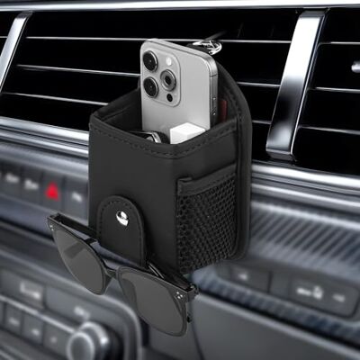Qirc Auto ventilatierooster, universele zonnebril-organizer met clip, auto-interieur opbergtas voor telefoon, munten, sleutels, kaartenetui, Qirc Auto ventilatierooster, universele zonnebril-organizer met clip, auto-interieur opbergtas voor telefoon, munten, sleutels, kaartenetui,