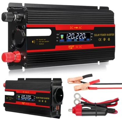 HOSPAOP Spanningsomvormer DC 12 V/24 V naar AC 230 V 700 W/2000 W zonne-gemodificeerde sinusgolf met EU-stekkers, 2 USB-adapters voor auto, vrachtwagen, caravan, camping HOSPAOP Spanningsomvormer DC 12 V/24 V naar AC 230 V 700 W/2000 W zonne-gemodificeerde sinusgolf met EU-stekkers, 2 USB-adapters voor auto, vrachtwagen, caravan, camping