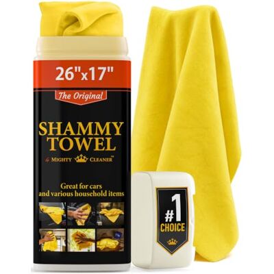 Mighty Cleaner Premium zeemdoek voor het drogen van de auto, 66 x 43,2 cm, super absorberende herbruikbare shammy handdoek voor de auto + opbergbuis, krasbestendige handdoek Mighty Cleaner Premium zeemdoek voor het drogen van de auto, 66 x 43,2 cm, super absorberende herbruikbare shammy handdoek voor de auto + opbergbuis, krasbestendige handdoek