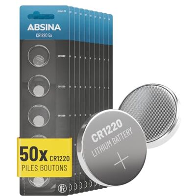ABSINA CR1220 lithium knoopcel 3 V lekvrij en lange levensduur ABSINA CR1220 lithium knoopcel 3 V lekvrij en lange levensduur