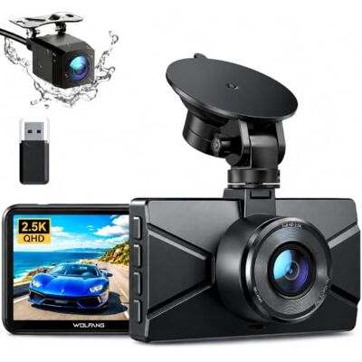 WOLFANG Dashcam voor en achter 2,5 K 1440p auto dashcam met 3 inch LCD-display, super nachtzicht, loopopname, versnellingsmeter, 170° groothoek, bewaking: WOLFANG Dashcam voor en achter 2,5 K 1440p auto dashcam met 3 inch LCD-display, super nachtzicht, loopopname, versnellingsmeter, 170° groothoek, bewaking: