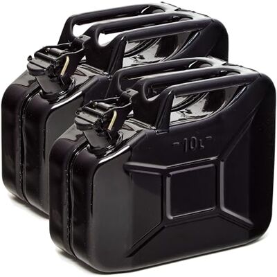 BW ® Metalen jerrycan voor brandstof, 2 x 10 liter, zwart, RAL 9005, TÜV-getest en VN-goedkeuring, Made in Europe BW ® Metalen jerrycan voor brandstof, 2 x 10 liter, zwart, RAL 9005, TÜV-getest en VN-goedkeuring, Made in Europe