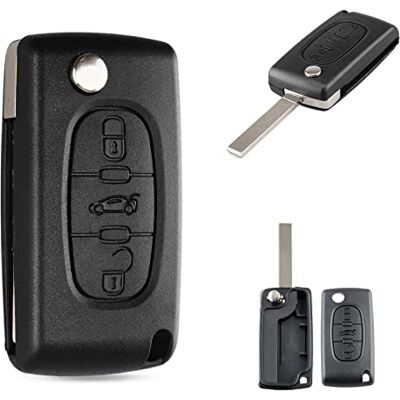 SALPIE Sleutelbehuizing met 3 knoppen, geen batterijvak, compatibel met CITROEN C2 C3 C4 C5, PEUGEOT 107 207 307 407 308 409 407 607 SALPIE Sleutelbehuizing met 3 knoppen, geen batterijvak, compatibel met CITROEN C2 C3 C4 C5, PEUGEOT 107 207 307 407 308 409 407 607