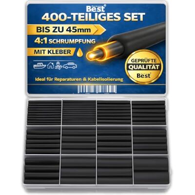 Germany B.e.s.t 400 stuks krimpkousen met binnenlijm, krimpverhouding: 3:1, pvc, hittebestendig, vlamvertragend, voor kabelisolatie, auto, elektrische afdichtingen, 400 stuks Germany B.e.s.t 400 stuks krimpkousen met binnenlijm, krimpverhouding: 3:1, pvc, hittebestendig, vlamvertragend, voor kabelisolatie, auto, elektrische afdichtingen, 400 stuks