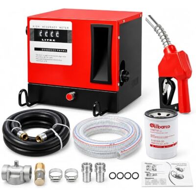 RibasuBB Elektrische dieselpomp, 550 W, 230 V, 60 l/min, zelfaanzuigend, pistool Slangen 2 m + 4 m, filter en mondstuk voor overdracht van diesel, stookolie en kerosine RibasuBB Elektrische dieselpomp, 550 W, 230 V, 60 l/min, zelfaanzuigend, pistool Slangen 2 m + 4 m, filter en mondstuk voor overdracht van diesel, stookolie en kerosine