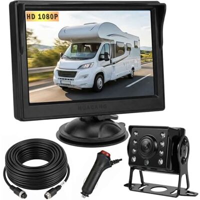HUACANG 4-pins achteruitrijcamera voor auto, parkeerhulp, 12 V-24 V, TFT LCD HD Achteruitrijcamera met 8 leds, waterdicht, infrarood nachtzicht met achteruitrijmonitor voor camper, vrachtwagen, bestelwagen HUACANG 4-pins achteruitrijcamera voor auto, parkeerhulp, 12 V-24 V, TFT LCD HD Achteruitrijcamera met 8 leds, waterdicht, infrarood nachtzicht met achteruitrijmonitor voor camper, vrachtwagen, bestelwagen