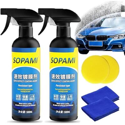 TiLLOw Sopami Car Coating Spray, Remove Car Glass Oil Film, Sopami Quickly Coat Car Wax Polish Spray, Waterless Wash Car Ceramic Coating (Spray*2) TiLLOw Sopami Car Coating Spray, Remove Car Glass Oil Film, Sopami Quickly Coat Car Wax Polish Spray, Waterless Wash Car Ceramic Coating (Spray*2)