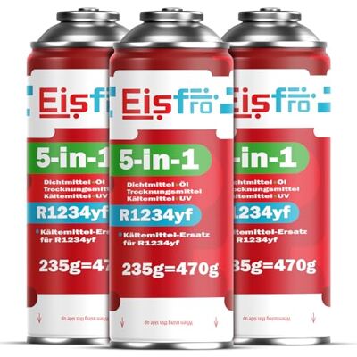 Eisfro 5-in-1 R1234yf koelmiddel voor auto-airconditioning + slang en YF-adapter snel gebruik beschermt de compressor, 3x5w1-R1234YF-EI-XL Eisfro 5-in-1 R1234yf koelmiddel voor auto-airconditioning + slang en YF-adapter snel gebruik beschermt de compressor, 3x5w1-R1234YF-EI-XL