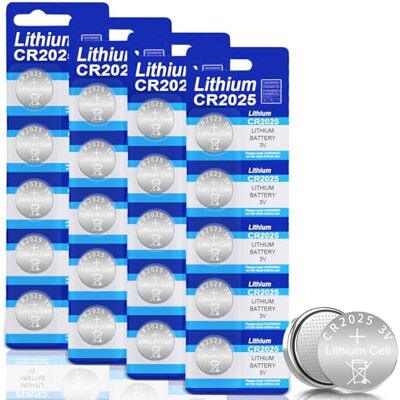 Vemfay 20 Batterie CR2025, CR 2025 Lithium 3V Batteries pour clés électroniques, montres de sport, lunettes 3D, voitures jouet, calculatrices, balances électroniques, télécommandes de télévision Vemfay 20 Batterie CR2025, CR 2025 Lithium 3V Batteries pour clés électroniques, montres de sport, lunettes 3D, voitures jouet, calculatrices, balances électroniques, télécommandes de télévision