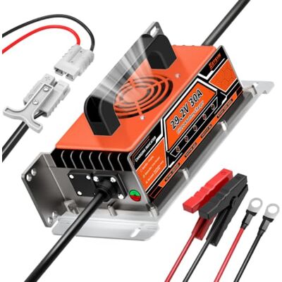 ESTSVN LiFePO4 lithiumlader 24 V 30 A voor 29,2 V LiFePO4-batterijen Met Anderson-aansluiting, led-indicator, waterdicht IP67, activering 0 V voor campers, boten, zonne-energie, vorkheftruck ESTSVN LiFePO4 lithiumlader 24 V 30 A voor 29,2 V LiFePO4-batterijen Met Anderson-aansluiting, led-indicator, waterdicht IP67, activering 0 V voor campers, boten, zonne-energie, vorkheftruck