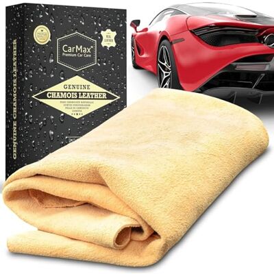 Carmax Premium Car Care CarMax Engels Premium Grade Extra Large Natural Chamois Leather Perfect voor het drogen van de grote auto's/SUV's, glas, spiegels, binnen en buiten, superzacht en zeer absorberend, Made in the UK Carmax Premium Car Care CarMax Engels Premium Grade Extra Large Natural Chamois Leather Perfect voor het drogen van de grote auto's/SUV's, glas, spiegels, binnen en buiten, superzacht en zeer absorberend, Made in the UK