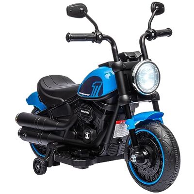 HOMCOM Elektrische motorfiets voor kinderen, 3 km/u, 6 V, met led-koplamp, maximale belasting 25 kg, elektrische auto voor kinderen, 2 trainingswielen, 18-36 maanden, met krachtige motor, blauw HOMCOM Elektrische motorfiets voor kinderen, 3 km/u, 6 V, met led-koplamp, maximale belasting 25 kg, elektrische auto voor kinderen, 2 trainingswielen, 18-36 maanden, met krachtige motor, blauw