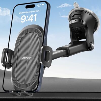 APPS2Car Mobiele telefoonhouder voor in de auto, met zuignap, 360 graden voorruit, compatibel met iPhone 13 Pro Max/12, 4,7 6,8 inch APPS2Car Mobiele telefoonhouder voor in de auto, met zuignap, 360 graden voorruit, compatibel met iPhone 13 Pro Max/12, 4,7 6,8 inch