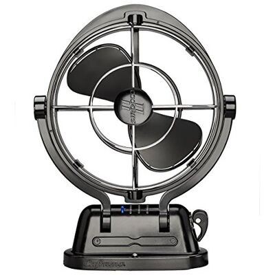 SEEKR Sirocco II, 7010CABBX, campingventilator, 3 snelheden, 360 graden luchtstroom, gimbalventilator met directe draad, 125/185 CFM, 12/24 V, zwart, 17,8 cm lemmet SEEKR Sirocco II, 7010CABBX, campingventilator, 3 snelheden, 360 graden luchtstroom, gimbalventilator met directe draad, 125/185 CFM, 12/24 V, zwart, 17,8 cm lemmet