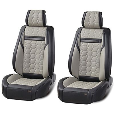 Autobits 2 stuks elegante voorstoelhoezen, 1 + 1 set hondenbeschermhoezen, waterdicht, comfortabel PU-leer Autobits 2 stuks elegante voorstoelhoezen, 1 + 1 set hondenbeschermhoezen, waterdicht, comfortabel PU-leer