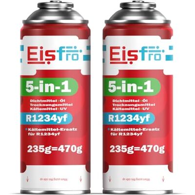 Eisfro 5-in-1 R1234yf koelmiddel voor auto-airconditioning + slang en YF-adapter snel gebruik beschermt de compressor, 2 x 5w1-R1234YF-EI-XL Eisfro 5-in-1 R1234yf koelmiddel voor auto-airconditioning + slang en YF-adapter snel gebruik beschermt de compressor, 2 x 5w1-R1234YF-EI-XL