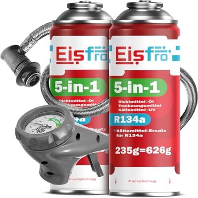 Eisfro 5-in-1: vervangingskoelmiddel R134a + flexibele slang, 2 x 5w1-R134a+Ps Eisfro 5-in-1: vervangingskoelmiddel R134a + flexibele slang, 2 x 5w1-R134a+Ps
