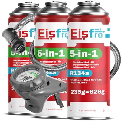 Eisfro 5-in-1: vervangingskoelmiddel R134a + flexibele slang, 3 x 5w1-R134a+Ps Eisfro 5-in-1: vervangingskoelmiddel R134a + flexibele slang, 3 x 5w1-R134a+Ps